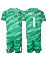 Otroške Nogometnih dresov Hrvaška Dominik Livakovic #1 Vratar Gostujoči EP 2024 Kratki rokavi (+ hlače)